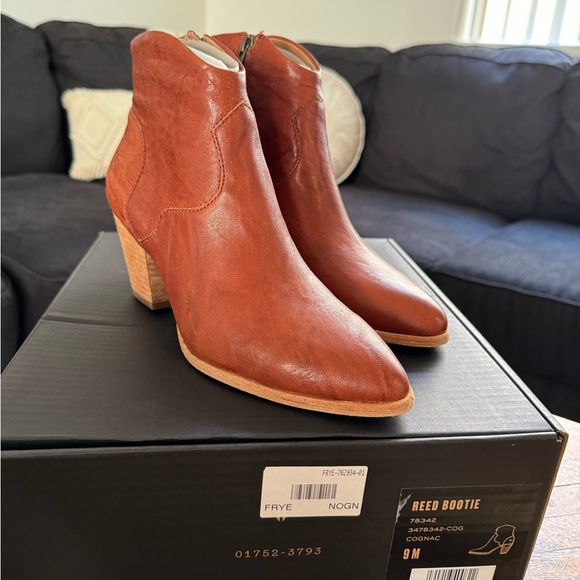 frye cognac booties